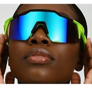 Women Sunglasses Cycling‎ Glasses Neon Green Mirror Lens High Speed Activities